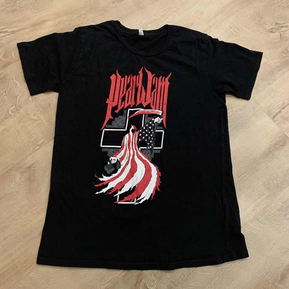 Vintage Y2K Pearl Jam 2008 Tour Concert Band Tee T-Shirt Adult Medium Black Red